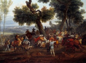 Guerra das Religiões: "O encontro do Rei da França Henri IV (1553-1610) e Sully após a Batalha de Ivry em 1590" A Batalha de Ivry em 14/03/1590 viu a vitória do exército real contra a Liga Católica. Maximiliano de Bethune, Duque de Sully (1 de Nicolas Antoine Taunay