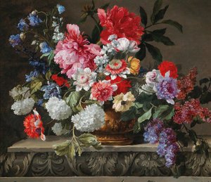 Natureza morta de rosas, túlipas, anémonas e lilases, segunda metade do século XVII. de Nicolas Baudesson