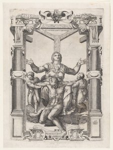 Pietà com Anjos na Frente da Cruz, 1547., 1547. de Nicolas Beatrizet