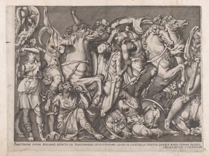 Espelho da magnificência romana: Batalha das Amazonas, 1559., 1559 de Nicolas Beatrizet