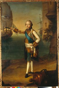 Retrato do Grão-Duque Pavel Petrovich (1754-1801, Paulo I da Rússia) em Uniforme Almirante - Pintura de Nicolas Benjamin Delapierre (1739-1802), óleo sobre tela de Nicolas Benjamin Delapierre