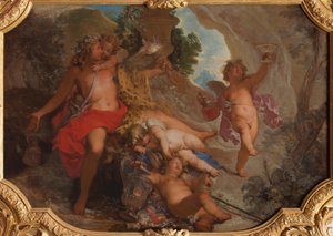 Bacchus mit vier Putten de Nicolas Bertin