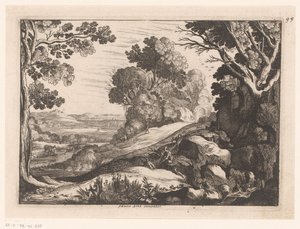 Paisagem montanhosa com dois cabritos
Paisagens idealizadas (título da série) de Nicolas Cochin (attributed to)