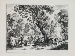 Uma Paisagem arborizada com o Sermão de S. João Baptista de Nicolas Cochin