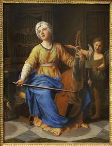 Santa Cecile. Pintura de Nicolas Colombel (1646-1717), óleo sobre madeira. Arte francesa do século XVII-XVIII. Musee des Beaux Arts de Rouen.