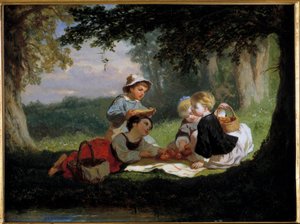 Le gouter champetre Pintura de Nicolas Gabe (1814-1865) Colecção Privada do século XIX de Nicolas Edward Gabe