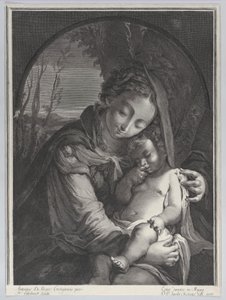 Virgem com o Menino Jesus adormecido, 1708., 1708. de Nicolas Etienne Edelinck