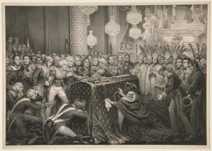 Os restos mortais do imperador Napoleão nos Inválidos de Nicolas Eustache Maurin