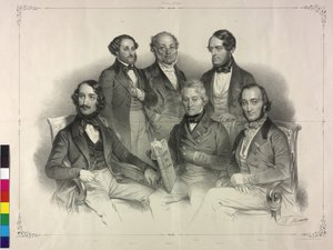 Quadro com imagens de Henry Wilhelm Ernst, famoso violinista (litografia) de Nicolas Eustache Maurin
