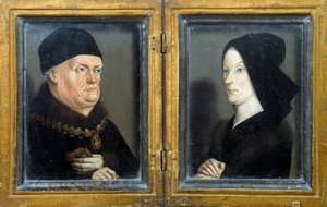 Díptico de Matheron: retratos de René, Duque de Anjou, Conde de Provença, Rei da Sicília e Jerusalém (1409-1480) e sua esposa Jeanne de Laval. Pintura de Nicolas Froment (ca. 1425-1483/1486) Sol. 0,17x0,13 m