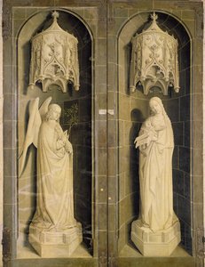 A Anunciação, painel exterior do Tríptico de Moisés e da Sarça Ardente, c.1476