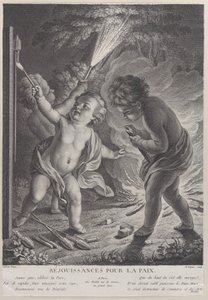Celebrando a paz Celebrando a paz, três putti com fogos de artifício, 1745-71., 1745-71. de Nicolas Gabriel Dupuis