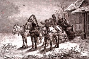Rússia. Estação de retransmissão em 1865. Casa dos correios.1865 (Gravura) de Nicolas Gregorovitch Svertschkoff