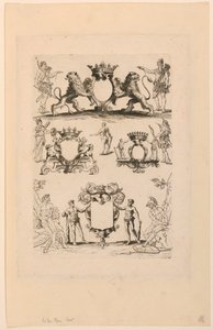 Desenho para brasão, de "Livre de Cartouches" de Nicolas Guerard