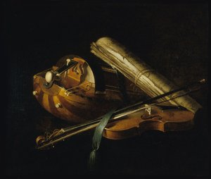 Natureza morta com instrumentos musicais, 1756.