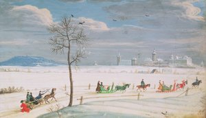 Snowscape alemão com trenós de Nicolas Hoffmann