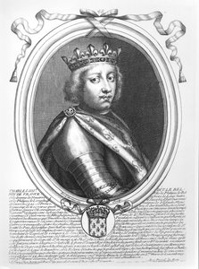 Carlos IV (1294-1328), a Feira, Rei da França e Navarra, de "As Representações de Augusto de todos os reis da França, de Pharamond a Luís XIV", Paris, 1679