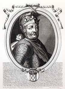 Filipe Augusto II (1165-1223), rei da França, de "As Representações de Augusto de todos os reis da França, de Pharamond a Luís XIV", Paris, 1679