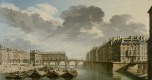 O Quai des Ormes, a ponte Marie e a ilha de Saint-Louis, 1757. de Nicolas Jean Baptiste Raguenet