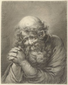 Velho de barba com as mãos dobradas de Nicolas Joseph Delin
