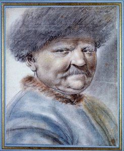 Retrato de Pedro I o Grande (1672-1725) czar da Rússia. Desenho em pedra negra de Nicolas Lagneau (séc. XVI-17) Dim. 0,31x0,25 m. Chantilly, Museu do Conde