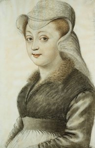Retrato de uma jovem mulher, meio comprimento, virado para a esquerda
