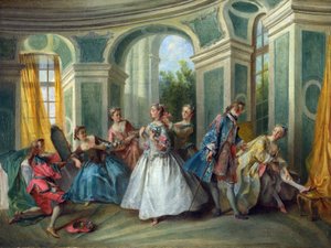 Lancret, Nicolas (1690-1743) The Four Ages of Man: Youth Oil on canvas Rococo ca 1735 France National Gallery, Londres 34,3x45,3 Pintura de Nicolas Lancret