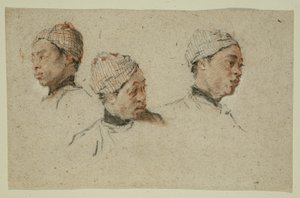 Três estudos da cabeça de um negro de turbante de Nicolas Lancret