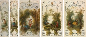 Painéis de parede: O jardineiro, horticultura, a vinha, a gangorra, o balanço de Nicolas Lancret