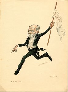 Retrato de Marius Petipa (1818-1910) bailarino e coreógrafo francês - Litografia de Nikolai Gustavovich Legat (1869-1937), tirada do Ballet russo em desenhos animados