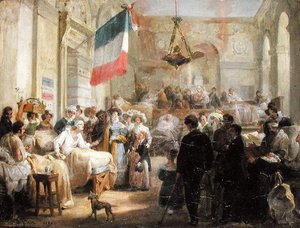 Rainha Marie-Amelie (1782-1866) Visitando os Feridos na Ambulância de la Bourse, 25 de Agosto de 1830