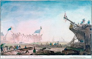 Lançamento de um navio em Brest, c1750-1810