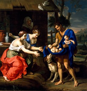 O pastor Faustulus trazendo Romulus e Remus para sua esposa
