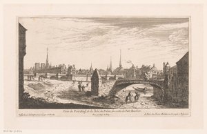 Gezicht op de Pont Neuf Vista da Pont Neuf e da Isle du Palais (...) (título no objeto) de Nicolas Perelle