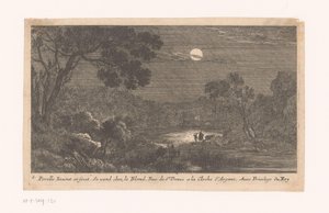 Paisagem à noite com viajantes de Nicolas Perelle
