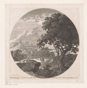 Paisagem com dois homens com rebanho de cabras de Nicolas Perelle