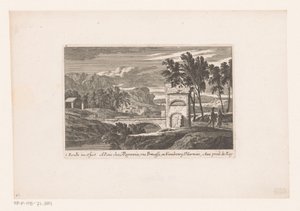Paisagem com caminhantes na ponte de pedra Paisagens com caminhantes (título da série) de Nicolas Perelle