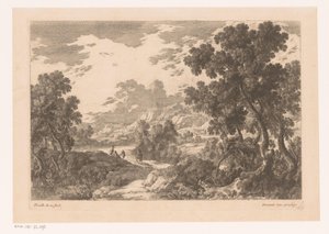 Paisagem fluvial com quatro figuras de Nicolas Perelle