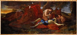 Adonis pleure par Venus - Vénus lamenta a morte de Adonis (pintura sobre tela) de Nicolas Poussin