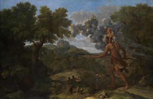 Órion cego procurando o sol nascente, 1658. de Nicolas Poussin
