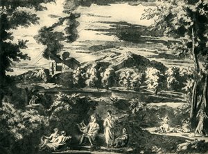 Paisagem com Orfeu e Eurídice, meados do século XVII, 1943. de Nicolas Poussin