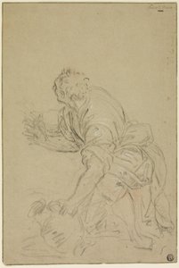 Homem ajoelhado com um jarro (frente); homem de pé (verso) de Nicolas Poussin
