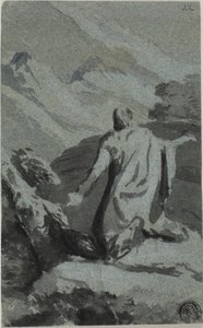 Homem a rezar no deserto de Nicolas Poussin