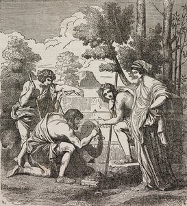 Shepherds of Arcadia, após pintura de Nicolas Poussin, ilustração do Teatro universale, Raccolta enciclopedica e scenografica, No 512, 4 de maio de Nicolas Poussin