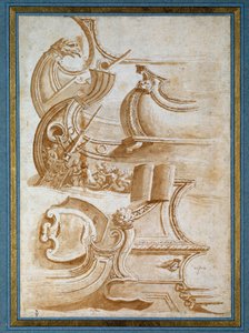 Proa de navio e escudos (segundo Giulio Romano de Nicolas Poussin