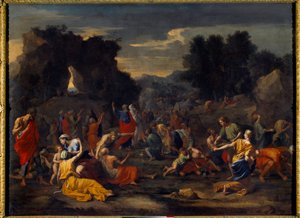 Os israelitas que recolhem o maná no deserto. Pintura de Nicolas Poussin (1594-1665) de Nicolas Poussin
