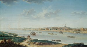 A Salpêtrière vista de la Rapee, c.1752 (óleo sobre tela) de Nicolas Raguenet