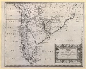 PARAGUAYR. CHILE. LA TERRE, et LES ISLES MAGELLANICQUES. Extraído de várias Relações / Por N. SANSON d