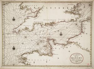 Carta do Canal da Mancha e das costas atlânticas do sul da Grã-Bretanha e do norte de França de Nicolas Sanson D