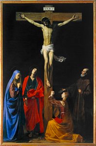 Cristo na Cruz, Virgem Maria, Madalena, São João e São Francisco de Paula - Cristo na Cruz, Virgem Maria, Santa Maria Madalena ... de Nicolas Tournier